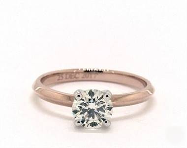 Classic Knife-Edge Solitaire Engagement Ring in 14K Rose Gold 2.00mm Width Band (Setting Price)