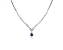 Diamond Chevron Eternity Necklace With Sapphire Drop In 14k White Gold | Blue Nile