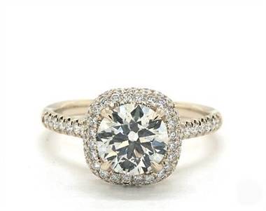 Falling edge pave deals diamond engagement ring