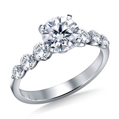 Floating shared online prong wedding band