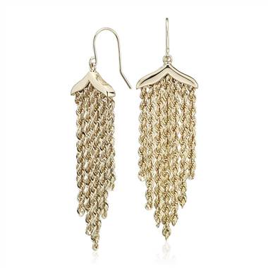 "Fringe Rope Chandelier Drop Earrings in 14k Yellow Gold"