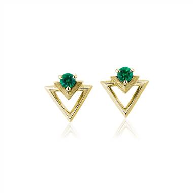 "Geometric Emerald Earrings in 18k Yellow Gold (3.5mm)"