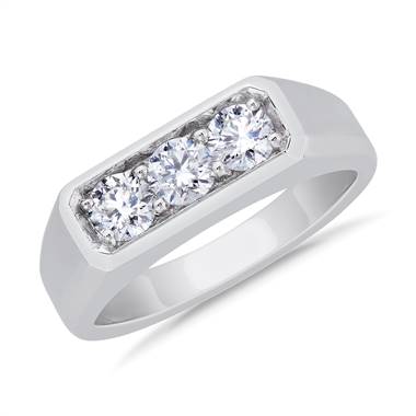 Men's Trio Diamond Ring in 14k White Gold (3.5 mm, 1 ct. tw.)