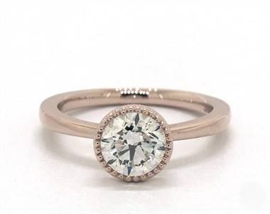 Milgrain-Bezel Tapered Solitaire Engagement Ring in 14K Rose Gold 1.9mm ...