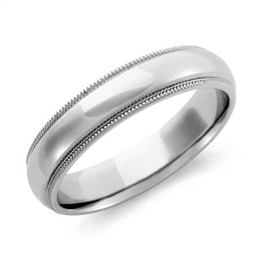 Milgrain Comfort Fit Wedding Ring in Palladium (5mm)