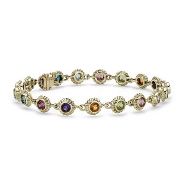 Multi-Gemstone Confetti Bracelet in 14k Yellow Gold (3.5mm)