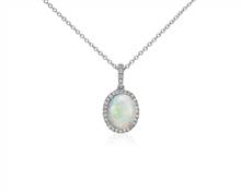 Opal and Diamond Pendant Necklace In 14k White Gold (10X8mm) | Blue Nile