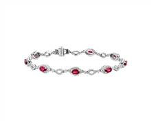 Oval Ruby and Round Diamond Bracelet In 14k White Gold | Blue Nile