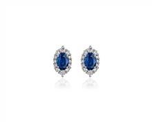 Oval Sapphire and Diamond Earrings In 14k White Gold | Blue Nile