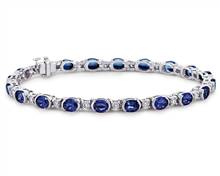 Oval Sapphire and Diamond Semi-Bezel-Set Bracelet In 18k White Gold (5X4mm) | Blue Nile