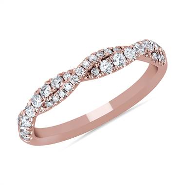 Overlapping Twist Diamond Ring in 14k Rose Gold (1/3 ct. tw.)