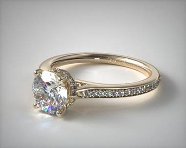 Pave basket hot sale engagement ring