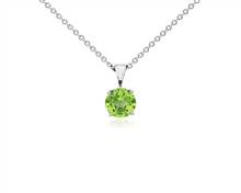Peridot Solitaire Pendant Necklace In 14k White Gold (7mm) | Blue Nile