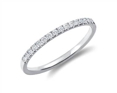 Petite Cathedral Pave Diamond Ring In 14k White Gold (1/6 ct. tw