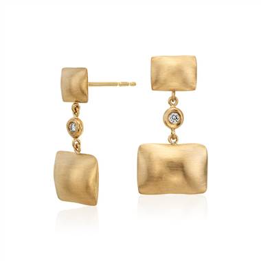 Pillow Talk Diamond Drop Earrings in 14k Yellow Gold