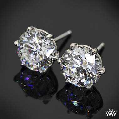 Platinum 6 Prong "Martini" Diamond Earrings - Settings Only