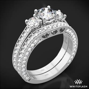 Platinum Clara Ashley Three Stone Wedding Set