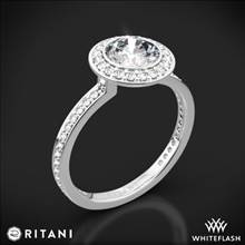 Platinum Ritani 1RZ1694 Vintage Halo Micropave Halo Diamond Engagement Ring | Whiteflash