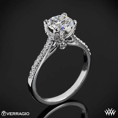 Platinum Verragio ENG-0371 4 Prong Petite Pave Diamond Engagement Ring