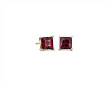 Princess Cut Rhodolite Garnet Studs In 14k Yellow Gold | Blue Nile