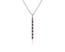Riviera Pave Alternating Ruby and Diamond Vertical Bar Pendant Necklace In 14k White Gold (1.6mm) | Blue Nile