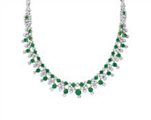 Round Emerald and Diamond Necklace In 18k White and Yellow Gold | Blue Nile