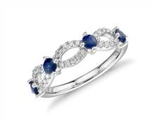 Sapphire and Diamond Ellipse Anniversary Ring In 14k White Gold (2.8mm) | Blue Nile