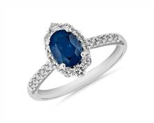 Sapphire and Diamond Pave Ring In 14k White Gold | Blue Nile