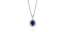 Sapphire and Diamond Pendant Necklace In 18k White Gold (8X6mm) | Blue Nile