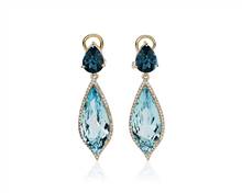 Sky Blue and London Blue Topaz With Diamond Drop Earrings In 14k Yellow Gold | Blue Nile