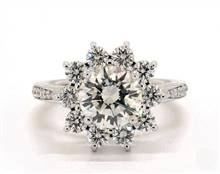 Sparkling Starburst-Halo Engagement Ring in 14K White Gold 4mm Width Band (Setting Price) | James Allen