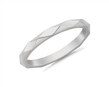 Stackable Beveled Triangle High Finish Ring In 18k White Gold (2mm) | Blue Nile