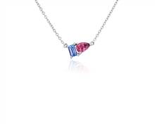 Tanzanite and Pink Tourmaline Two Stone Pendant Necklace In 14k White Gold | Blue Nile