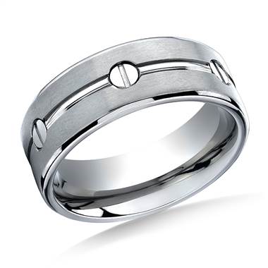 Titanium 8mm Comfort-Fit Satin-Finished Screw-Design Ring & B2C Jewels ...