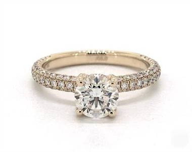 Trio Micro Pave .78ctw Engagement Ring in 14K Yellow Gold 2.40mm