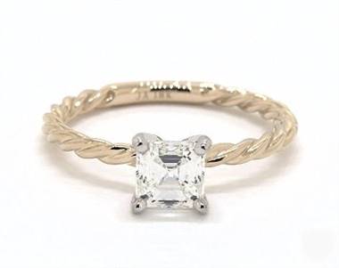 Twisted Cable Solitaire Engagement Ring in 18K Yellow Gold 4mm Width Band (Setting Price)