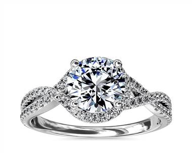 Twisted Halo Diamond Engagement Ring In 14k White Gold (1/3 ct. tw.)