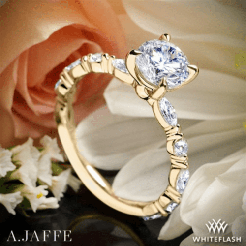 18K Yellow Gold A. Jaffe Classic Diamond Engagement Ring for 1ct Center Stone