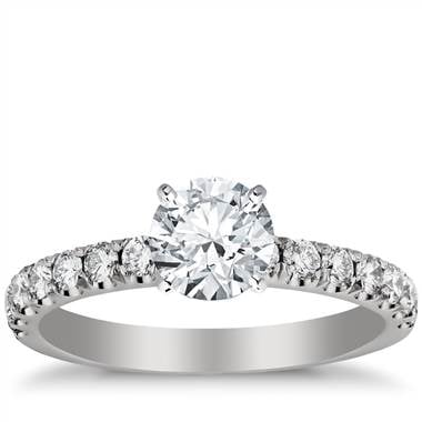 Scalloped pave diamond engagement ring set in platinum at Blue Nile 