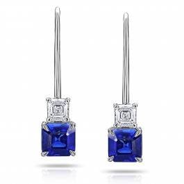 Steal her style: A pair of Asscher cut sapphires and diamonds will hold their own on any red carpet. Asscher cut blue sapphire earrings at I.D. Jewelry 