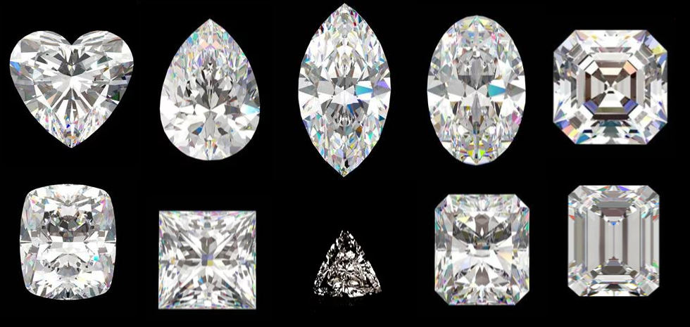 different shapes of diamond rings