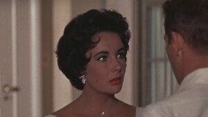 Zoomed in shot of Elizabeth Taylor starring in Cat on a Hot Tin Roof.