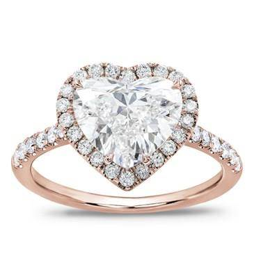 French Cut Pave Heart Halo Engagement Setting.