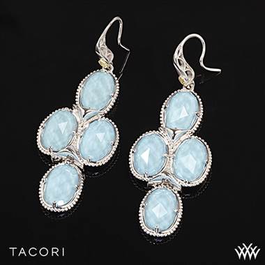 Island Rains Clear Quartz over Neolite Turquoise Chandelier Earrings in Sterling Silver with 18K Yellow Gold Accents