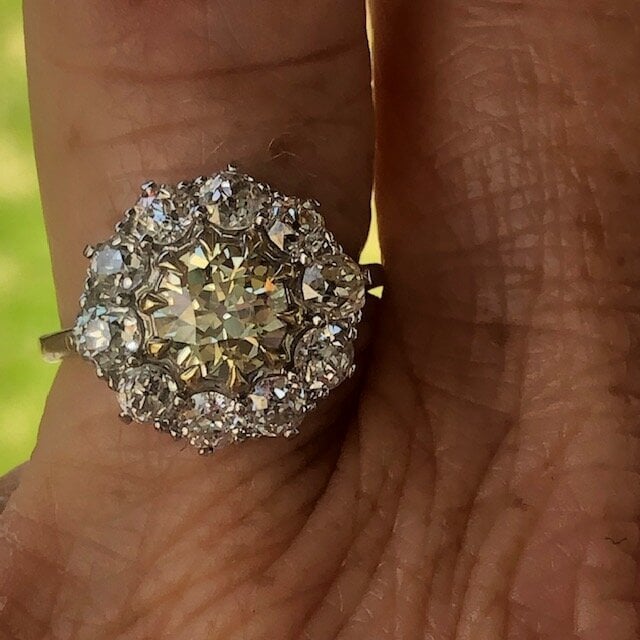 Diamond daisy cluster ring. 