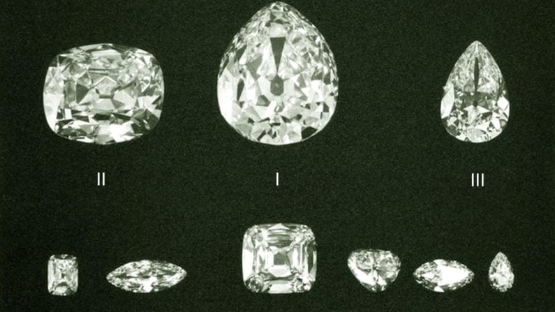 Nine polished diamonds
