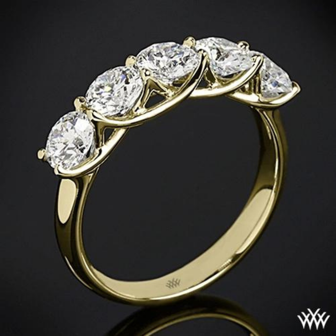 5 Stone Trellis Engagement Ring In White Gold