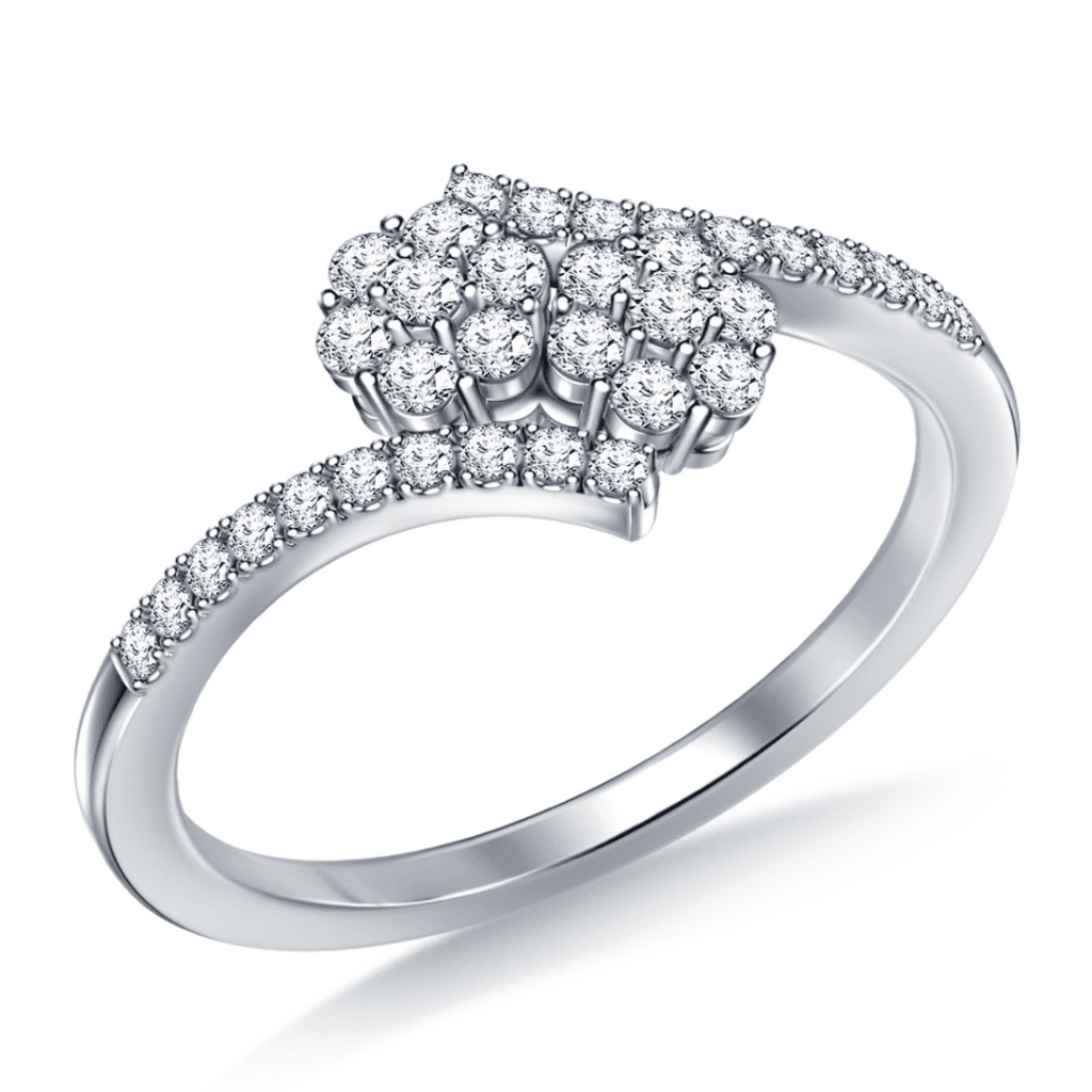 1/2 Ct. Tw. Diamond Cluster You&Me Engagement Ring With Bypass Design In 14K White Gold from B2C Jewels
