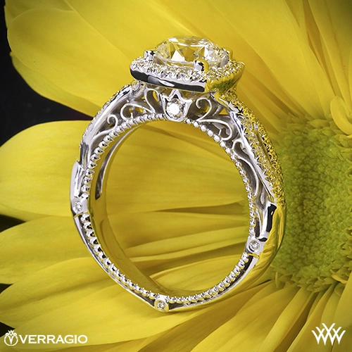 Platinum Verragio Venetian Lido Cushion Halo Diamond Engagement Ring at Whiteflash