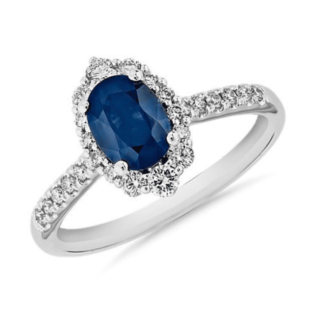 Sapphire And Diamond Pavé Ring In 14k White Gold at Blue Nile